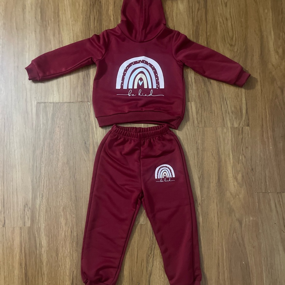SHEIN Kids Maroon Hoodie and Jogger Set NWOT